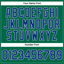 Laden Sie das Bild in den Galerie-Viewer, Custom Women's Kelly Green Royal-White V-Neck Cropped Baseball Jersey