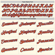 Load image into Gallery viewer, Custom Women's Cream Orange-Royal V-Neck Cropped Baseball Jersey