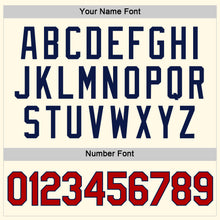 Laden Sie das Bild in den Galerie-Viewer, Custom Women's Cream Red-Navy V-Neck Cropped Baseball Jersey