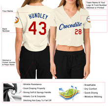 Загрузить изображение в средство просмотра галереи, Custom Women's Cream Red-Royal V-Neck Cropped Baseball Jersey