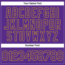 Laden Sie das Bild in den Galerie-Viewer, Custom Women's Purple Purple-Gold V-Neck Cropped Baseball Jersey