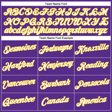 Загрузить изображение в средство просмотра галереи, Custom Women's Purple White-Gold V-Neck Cropped Baseball Jersey