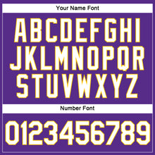 Загрузить изображение в средство просмотра галереи, Custom Women's Purple White-Gold V-Neck Cropped Baseball Jersey