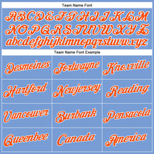 Load image into Gallery viewer, Custom Women's Light Blue Orange-White V-Neck Cropped Baseball Jersey