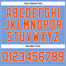 Load image into Gallery viewer, Custom Women's Light Blue Orange-White V-Neck Cropped Baseball Jersey