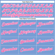 Load image into Gallery viewer, Custom Women's Light Blue Pink-White V-Neck Cropped Baseball Jersey