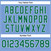 Laden Sie das Bild in den Galerie-Viewer, Custom Women's Light Blue Kelly Green-White V-Neck Cropped Baseball Jersey