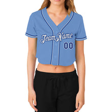 Загрузить изображение в средство просмотра галереи, Custom Women's Light Blue White-Royal V-Neck Cropped Baseball Jersey
