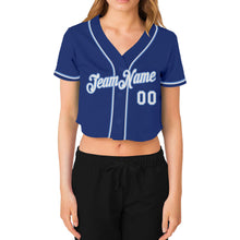 Загрузить изображение в средство просмотра галереи, Custom Women's Royal White-Light Blue V-Neck Cropped Baseball Jersey