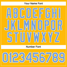 Загрузить изображение в средство просмотра галереи, Custom Women's Gold Light Blue-White V-Neck Cropped Baseball Jersey