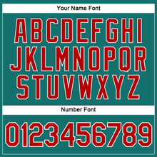 Laden Sie das Bild in den Galerie-Viewer, Custom Women's Aqua Red-White V-Neck Cropped Baseball Jersey