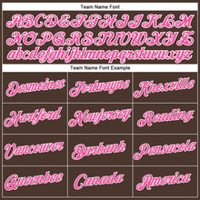 Laden Sie das Bild in den Galerie-Viewer, Custom Women's Brown Pink-White V-Neck Cropped Baseball Jersey