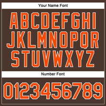 Laden Sie das Bild in den Galerie-Viewer, Custom Women's Brown Orange-White V-Neck Cropped Baseball Jersey