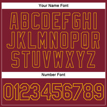 Laden Sie das Bild in den Galerie-Viewer, Custom Women's Crimson Crimson-Gold V-Neck Cropped Baseball Jersey