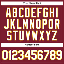 Laden Sie das Bild in den Galerie-Viewer, Custom Women's Crimson White-Gold V-Neck Cropped Baseball Jersey