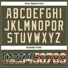 Загрузить изображение в средство просмотра галереи, Custom Women's Olive Vintage USA Flag-Cream Salute To Service V-Neck Cropped Baseball Jersey