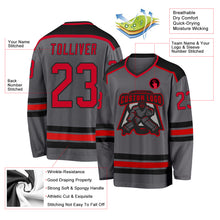 Charger l'image dans la galerie, Custom Steel Gray Red-Black Hockey Jersey