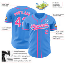 Laden Sie das Bild in den Galerie-Viewer, Custom Electric Blue Pink-White Authentic Baseball Jersey