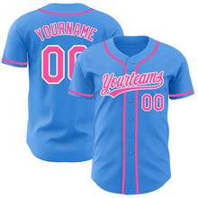 Laden Sie das Bild in den Galerie-Viewer, Custom Electric Blue Pink-White Authentic Baseball Jersey