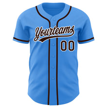 Charger l'image dans la galerie, Custom Electric Blue Brown-White Authentic Baseball Jersey