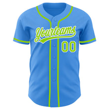Charger l'image dans la galerie, Custom Electric Blue Neon Green-White Authentic Baseball Jersey