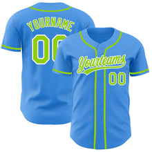 Charger l'image dans la galerie, Custom Electric Blue Neon Green-White Authentic Baseball Jersey