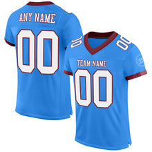 Load image into Gallery viewer, Custom Electric Blue White-Burgundy Mesh Authentic Football Jersey
