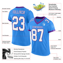 Load image into Gallery viewer, Custom Powder Blue White-Purple Mesh Authentic Football Jersey