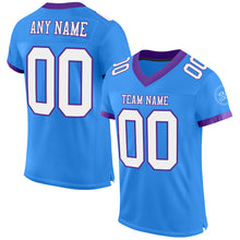 Load image into Gallery viewer, Custom Powder Blue White-Purple Mesh Authentic Football Jersey