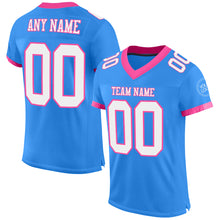 Load image into Gallery viewer, Custom Powder Blue White-Pink Mesh Authentic Football Jersey
