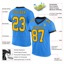 Load image into Gallery viewer, Custom Powder Blue Gold-Black Mesh Authentic Football Jersey