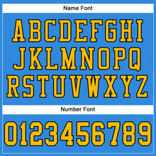 Load image into Gallery viewer, Custom Powder Blue Gold-Black Mesh Authentic Football Jersey