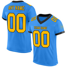 Load image into Gallery viewer, Custom Powder Blue Gold-Black Mesh Authentic Football Jersey