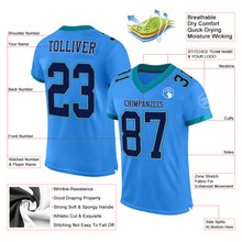 Загрузить изображение в средство просмотра галереи, Custom Powder Blue Navy Gray-Teal Mesh Authentic Football Jersey