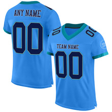 Загрузить изображение в средство просмотра галереи, Custom Powder Blue Navy Gray-Teal Mesh Authentic Football Jersey