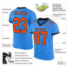 Load image into Gallery viewer, Custom Powder Blue Orange-Black Mesh Authentic Football Jersey