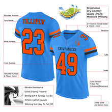 Load image into Gallery viewer, Custom Powder Blue Orange-Black Mesh Authentic Football Jersey