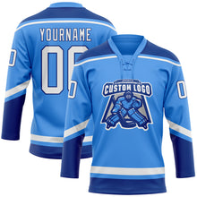 Загрузить изображение в средство просмотра галереи, Custom Powder Blue White-Royal Hockey Lace Neck Jersey
