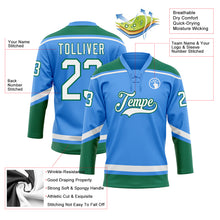 Load image into Gallery viewer, Custom Electric Blue White-Kelly Green Hockey Lace Neck Jersey
