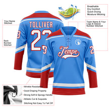 Загрузить изображение в средство просмотра галереи, Custom Powder Blue White-Red Hockey Lace Neck Jersey