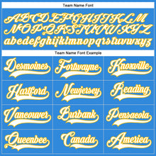 Charger l'image dans la galerie, Custom Powder Blue White-Gold Hockey Lace Neck Jersey