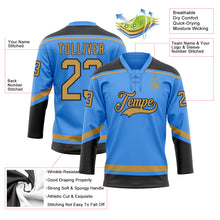 Загрузить изображение в средство просмотра галереи, Custom Powder Blue Old Gold-Black Hockey Lace Neck Jersey
