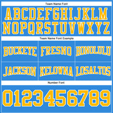 Charger l'image dans la galerie, Custom Stitched Powder Blue Gold-White Football Pullover Sweatshirt Hoodie