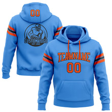 Load image into Gallery viewer, Custom Stitched Electric Blue Orange-Black Football Pullover Sweatshirt Hoodie
