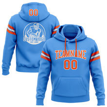 Laden Sie das Bild in den Galerie-Viewer, Custom Stitched Powder Blue Orange-White Football Pullover Sweatshirt Hoodie