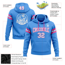 Загрузить изображение в средство просмотра галереи, Custom Stitched Powder Blue White-Pink Football Pullover Sweatshirt Hoodie