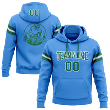 Laden Sie das Bild in den Galerie-Viewer, Custom Stitched Powder Blue Kelly Green-White Football Pullover Sweatshirt Hoodie