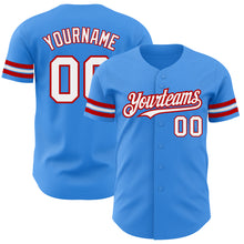 Charger l'image dans la galerie, Custom Electric Blue White-Red Authentic Baseball Jersey