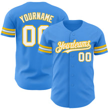 Загрузить изображение в средство просмотра галереи, Custom Electric Blue White-Gold Authentic Baseball Jersey