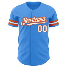 Загрузить изображение в средство просмотра галереи, Custom Electric Blue White-Orange Authentic Baseball Jersey